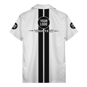 bold vertical stripe custom logo hawaiian shirt for men