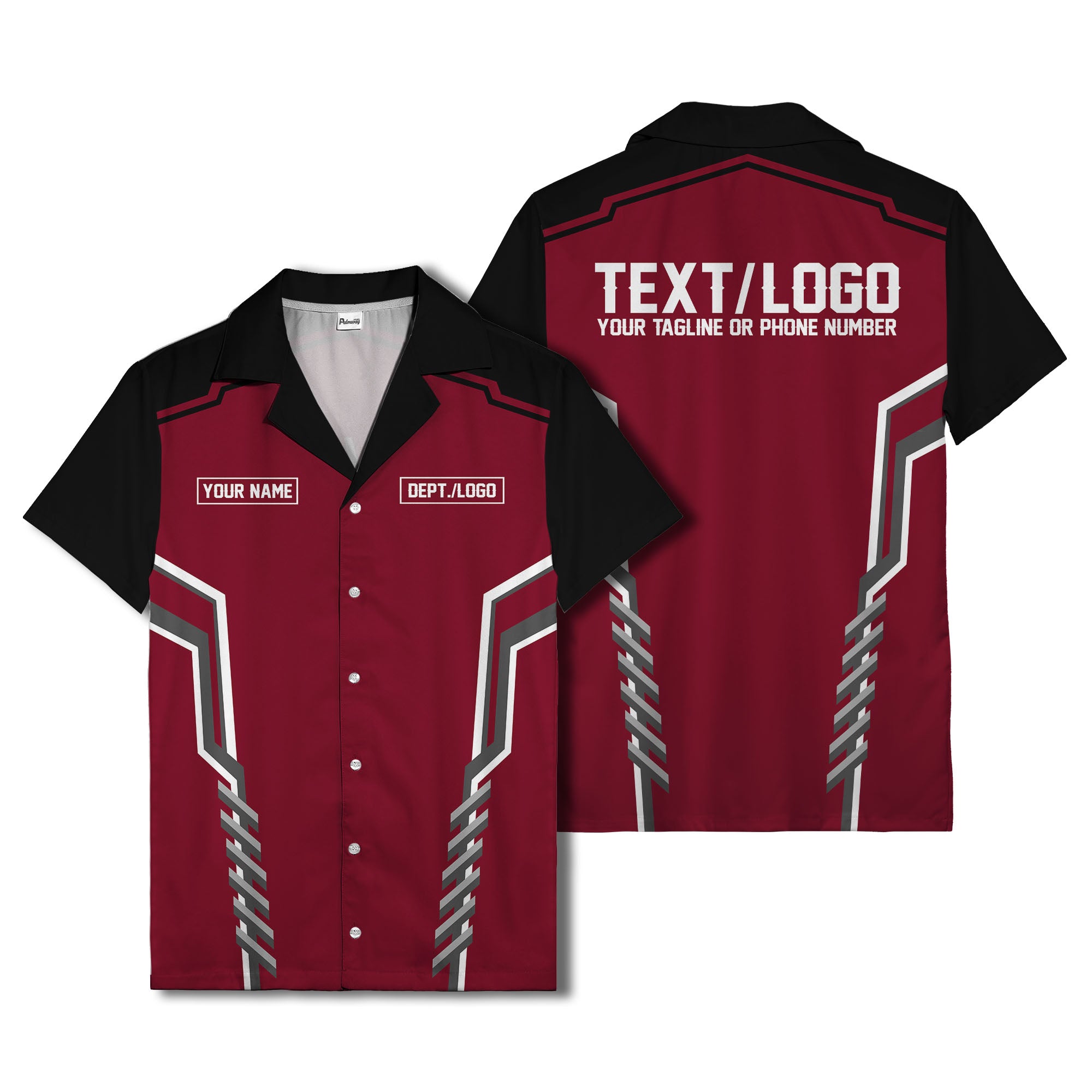 bowling team stripe name box hawaiian shirt for men