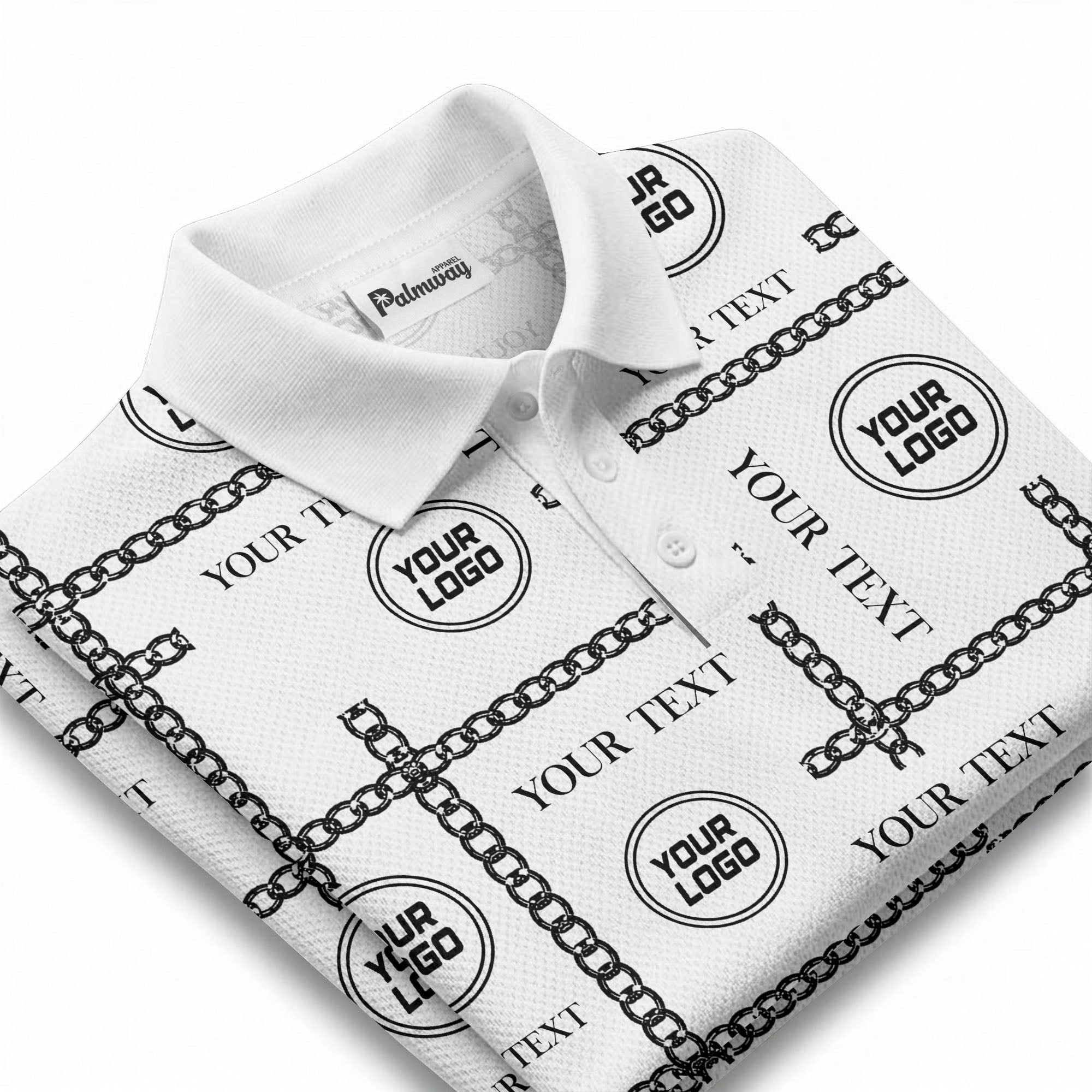 chain link grid custom logo monochrome polo shirt for men