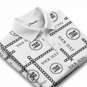 chain link grid custom logo monochrome polo shirt for men