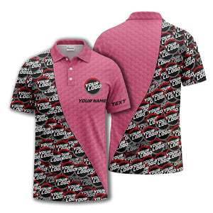 custom logo circles & hexagons grid polo shirt for men