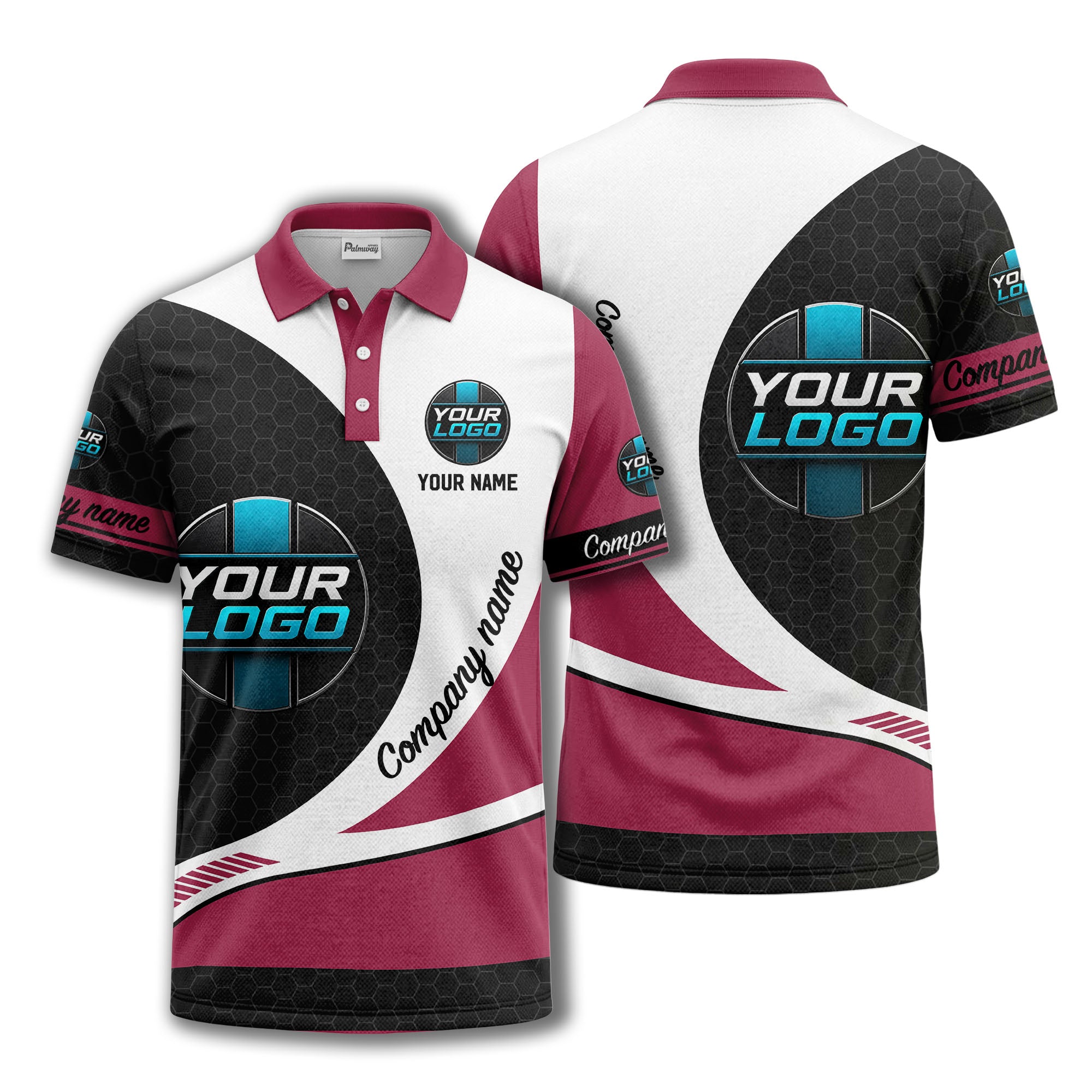 custom logo hexagon diagonal stripes polo shirt for men