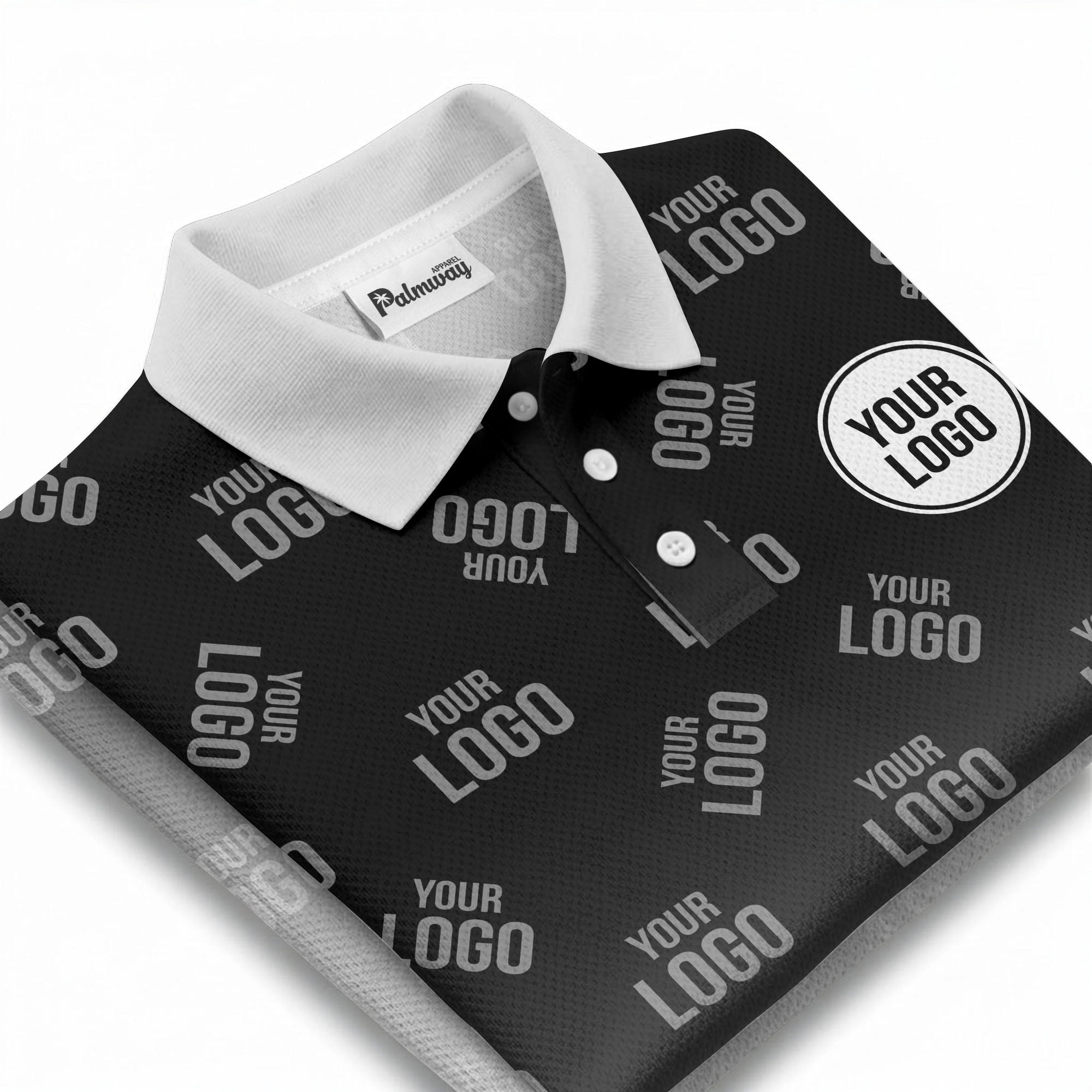 custom logo repeat gradient polo shirt for men in black & white