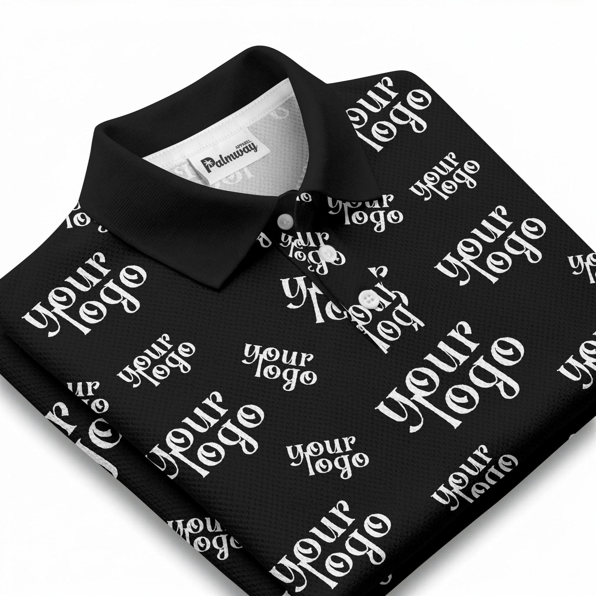 custom logo repeat typography minimalist polo shirt