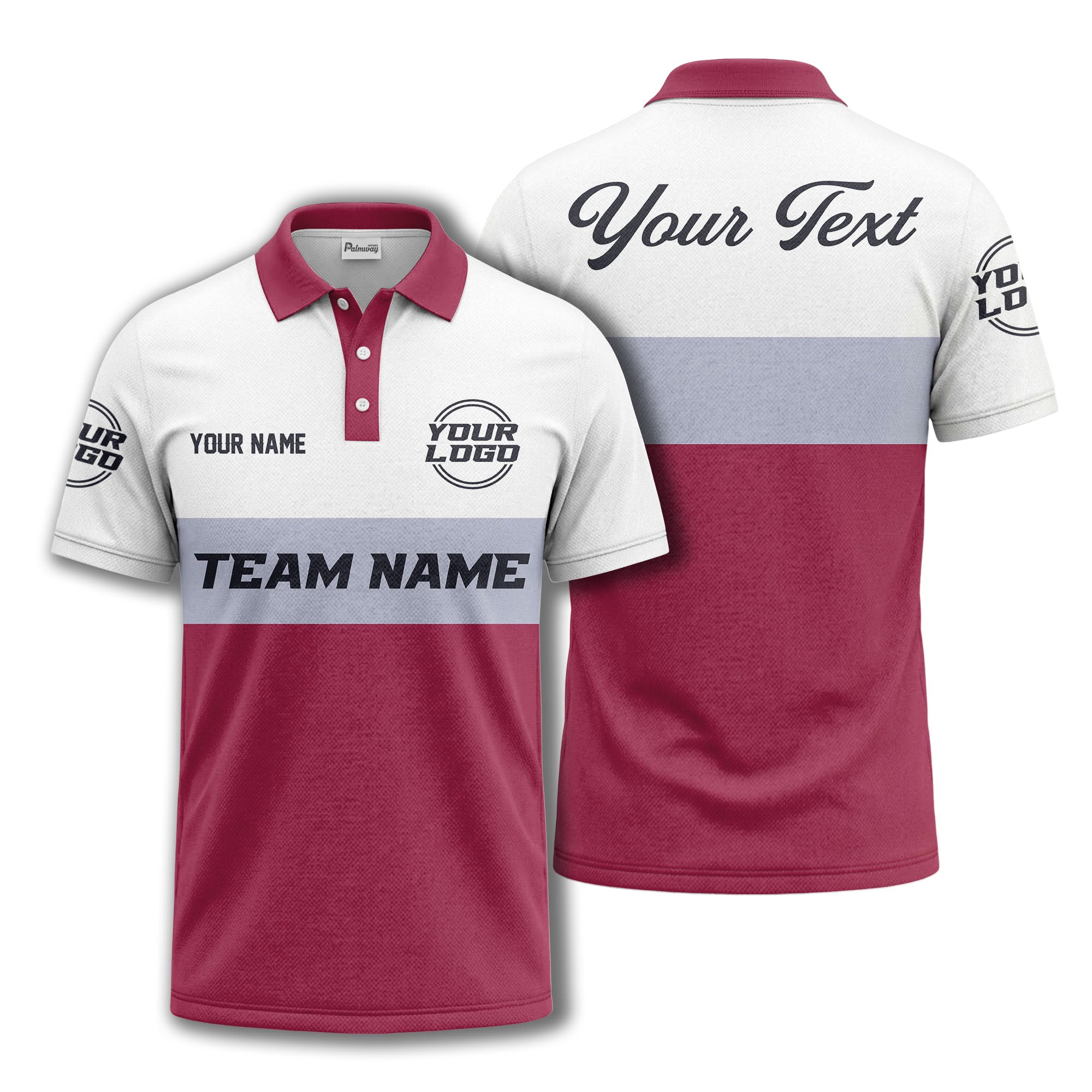 custom team name logo horizontal stripe polo shirt for men