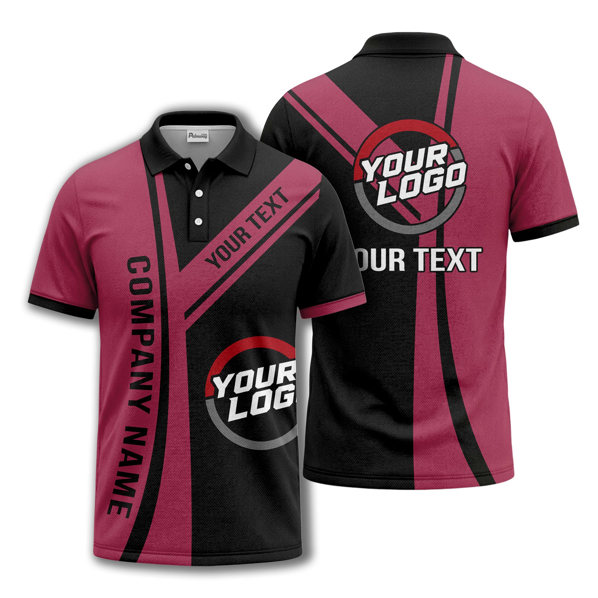 customizable company logo diagonal stripe polo shirt for corporate teams
