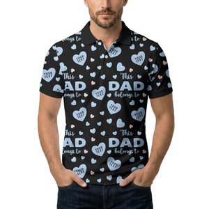 customizable hearts & text father's day all over print polo shirt for men