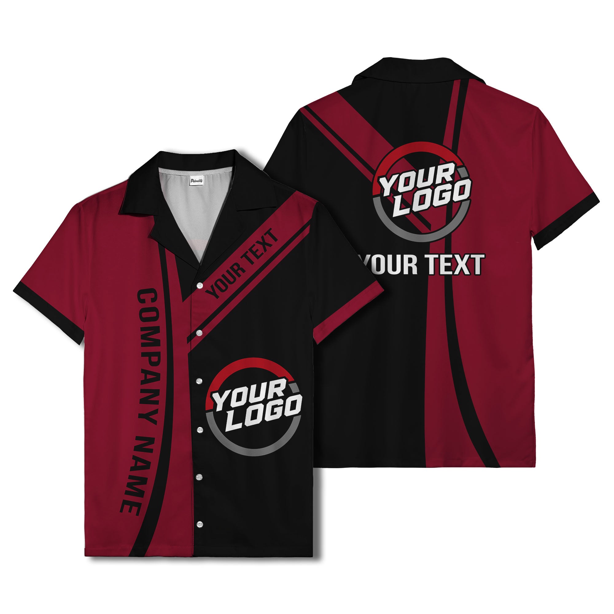 diagonal stripe custom logo company name hawaiian shirt for teams