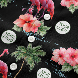 flamingo silhouettes palm trees hibiscus hawaiian shirt for men