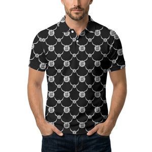 interlocking chain link logo repeat monochrome graphic polo shirt for men