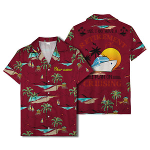 island paradise palm trees & sailboats sunset hawaiian shirt