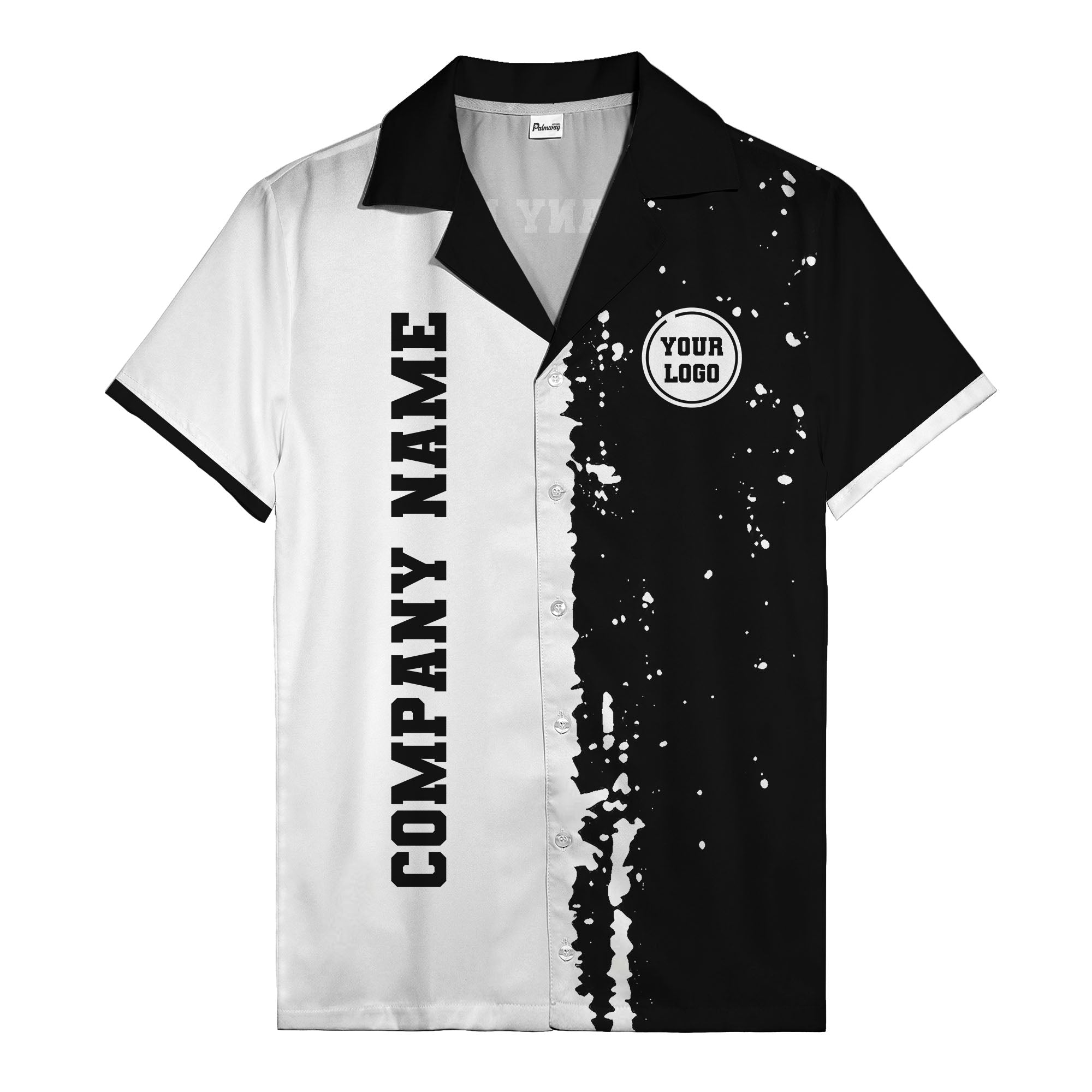 jet black paint splatter custom logo hawaiian shirt for men