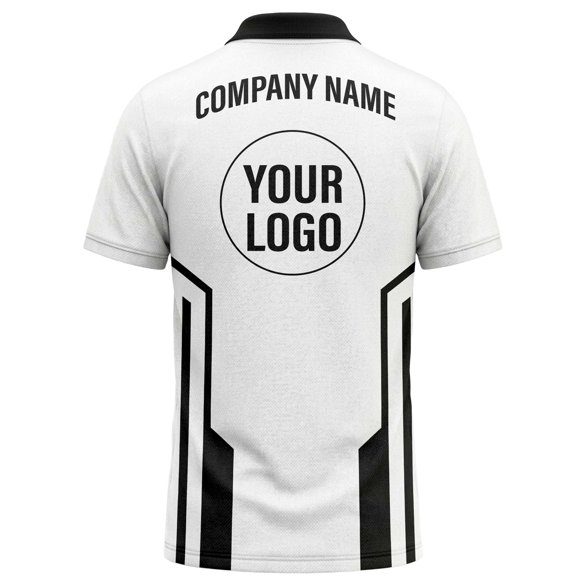 modern black white geometric stripes custom logo polo shirt