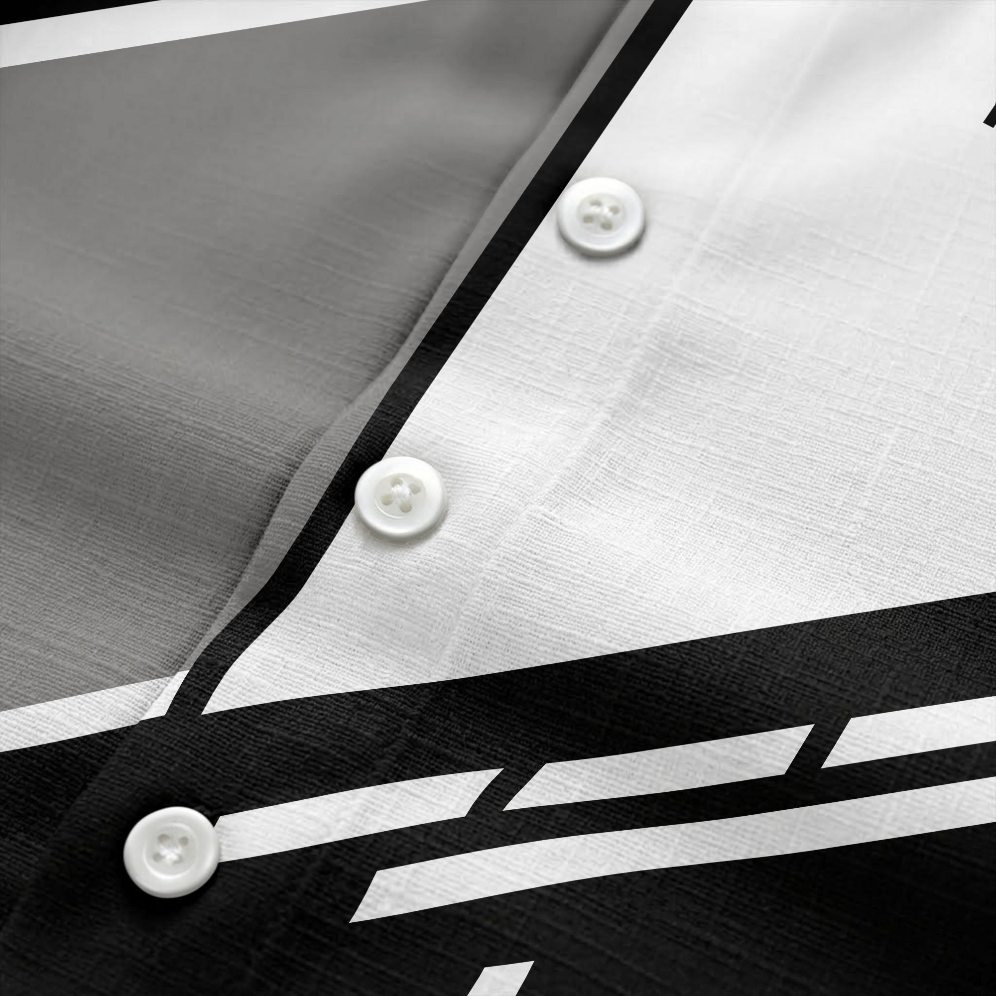 monochrome diagonal stripes & custom logo modern hawaiian shirt