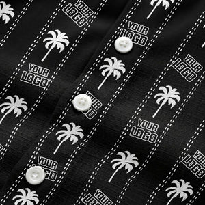 monochrome palm tree & signature logo stripe hawaiian shirt for men
