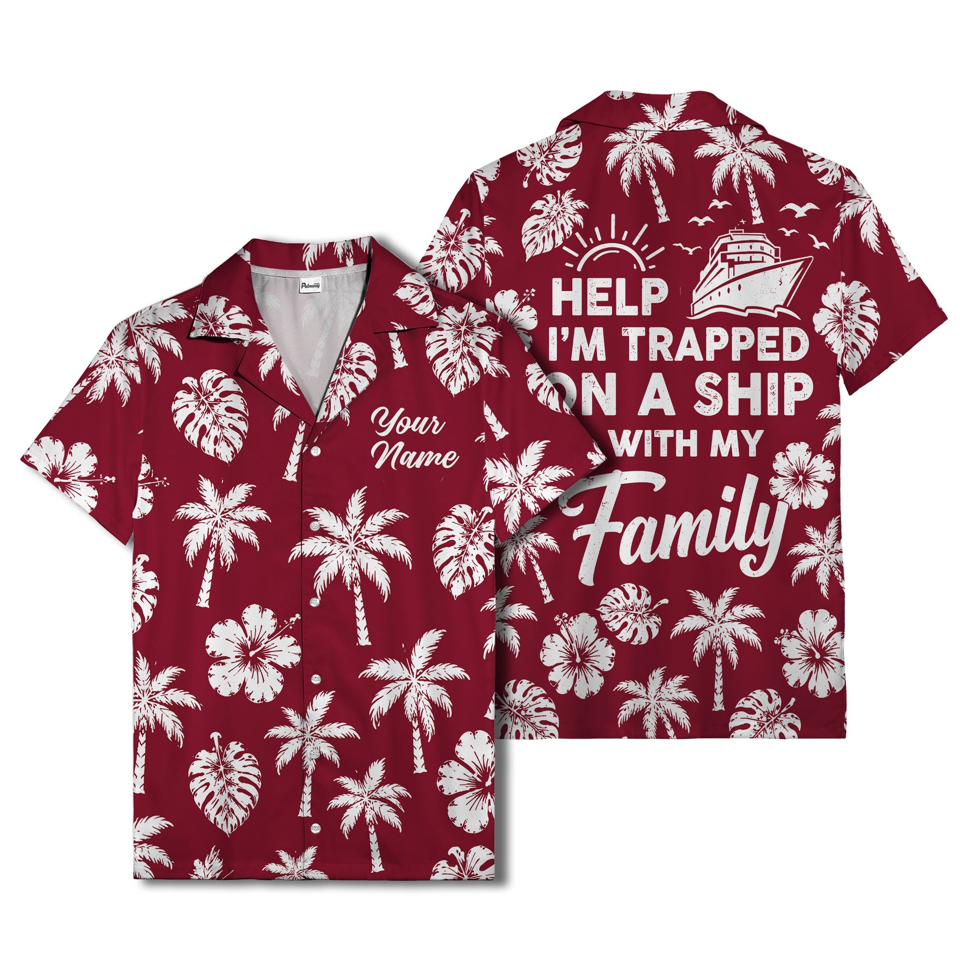 monochrome palm trees and hibiscus hawaiian shirt for men