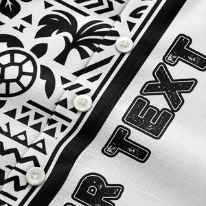 monochrome polynesian tribal turtles & waves hawaiian shirt