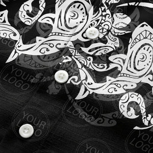 monochrome tribal turtle & sun motifs heritage hawaiian shirt