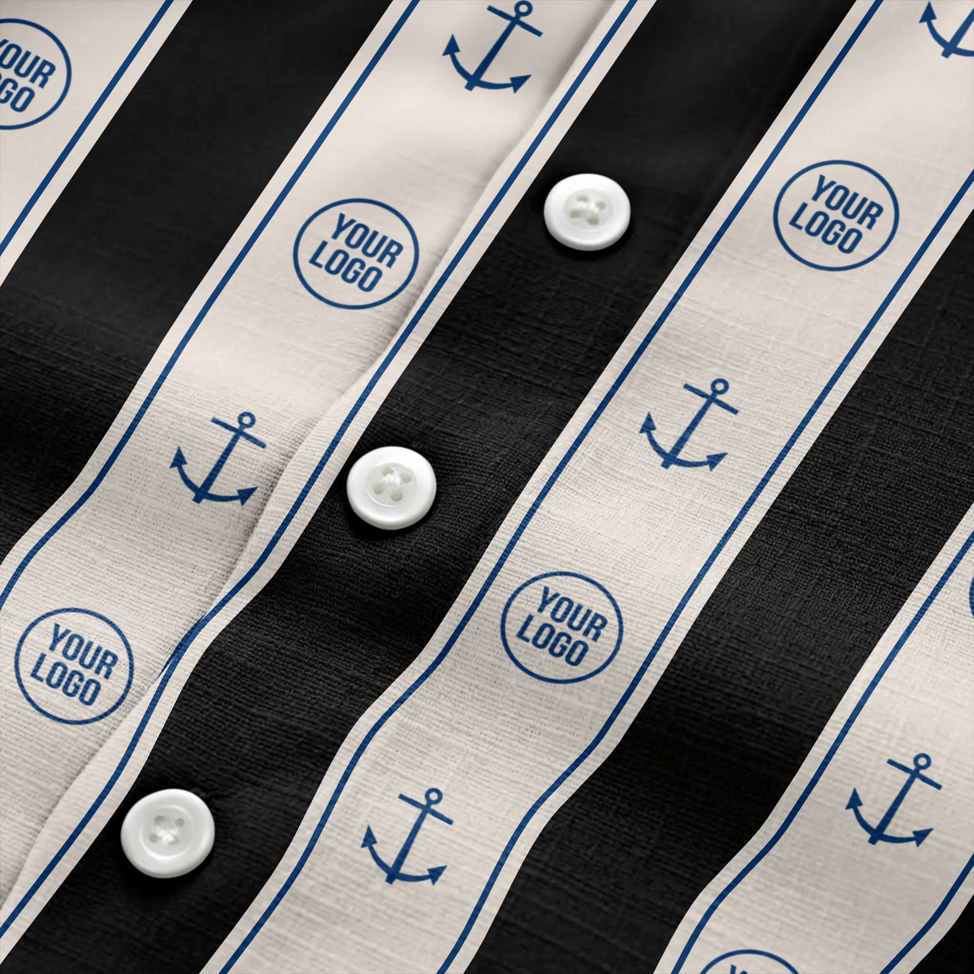 nautical anchors & custom logo repeat hawaiian shirt for men