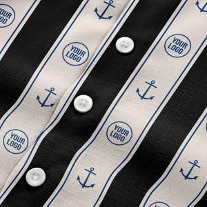 nautical anchors & custom logo repeat hawaiian shirt for men