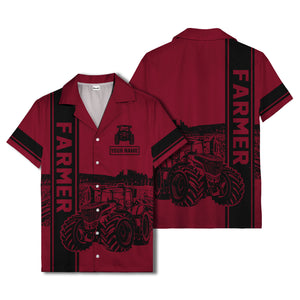 realistic tractor farm landscape farmer hawaiian shirt