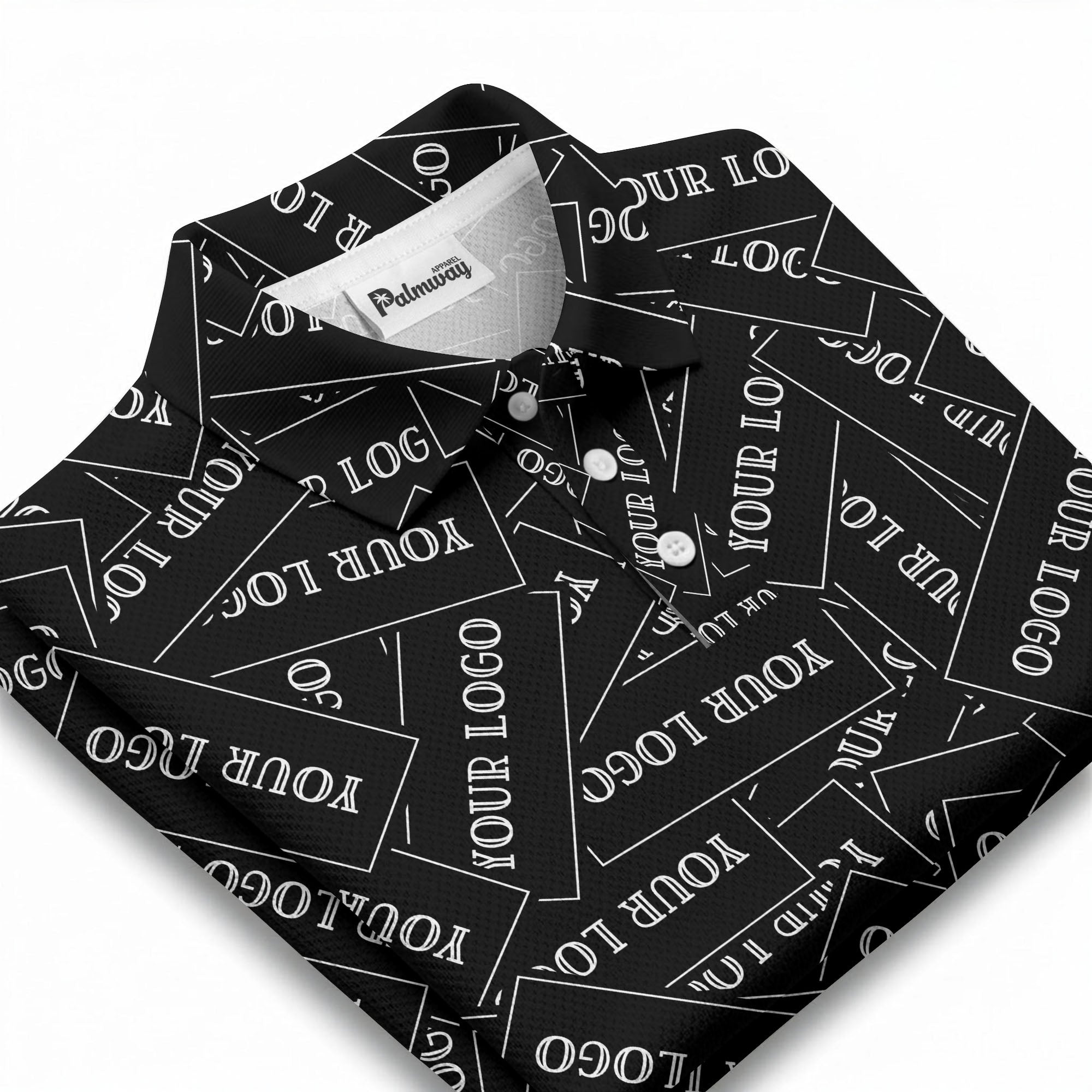 repeat your logo on black ground custom polo shirt