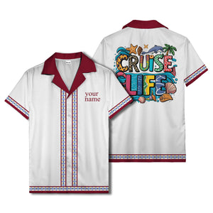 retro bowling diamond geometric personalized hawaiian shirt for men