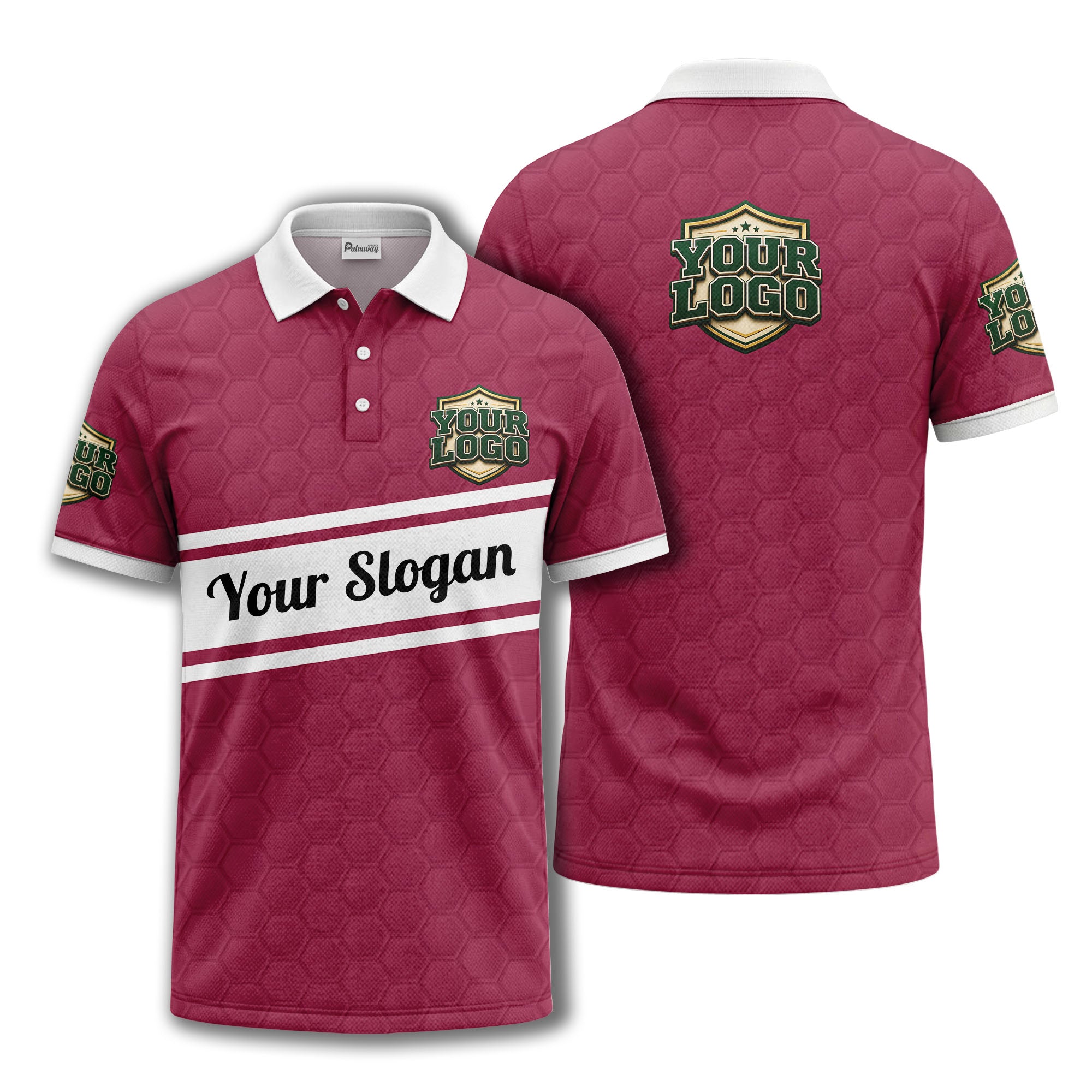 shield logo stars hexagon pattern polo shirt for men