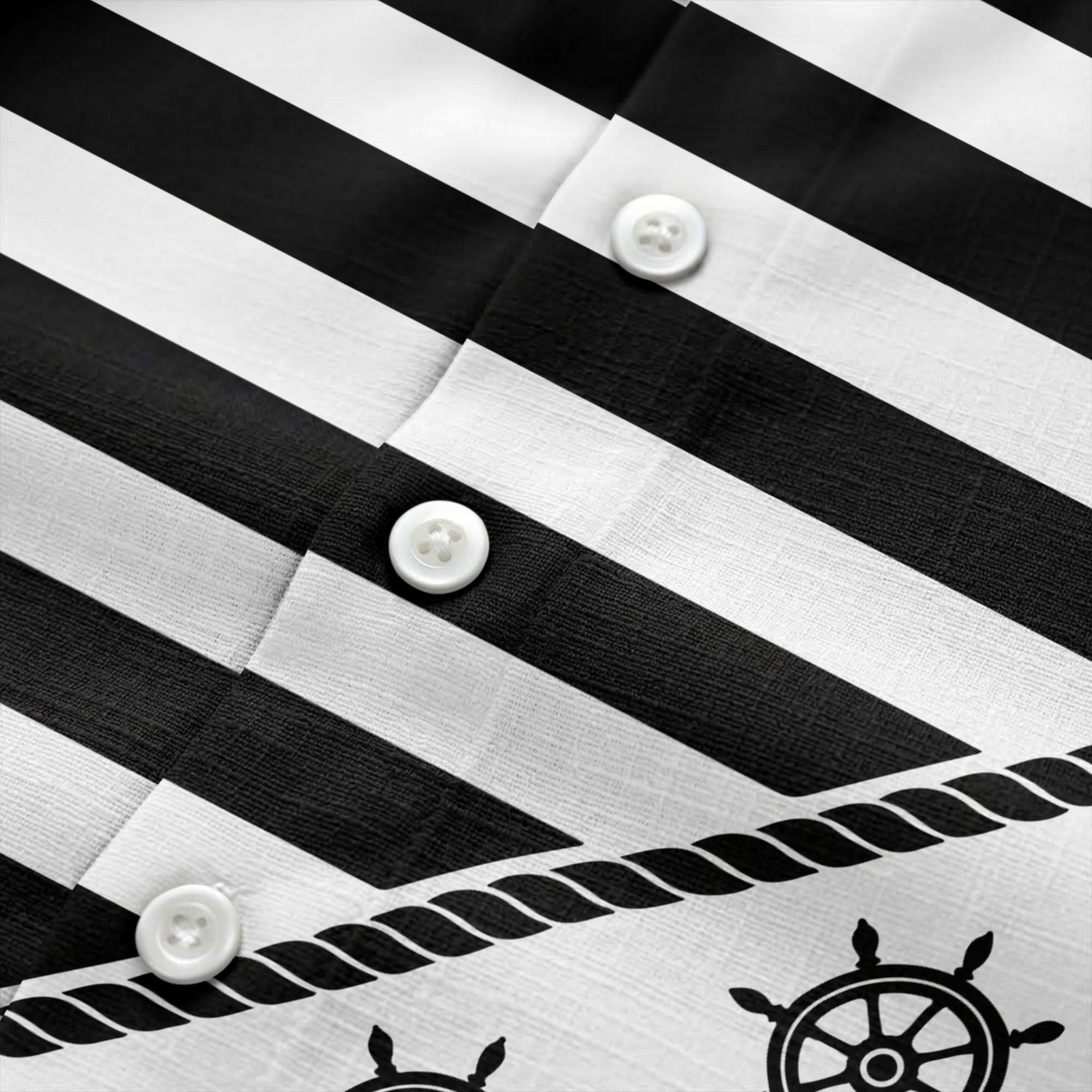 ship wheel and rope striped nautical maritime hawaiian shirt