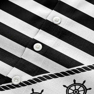 ship wheel and rope striped nautical maritime hawaiian shirt