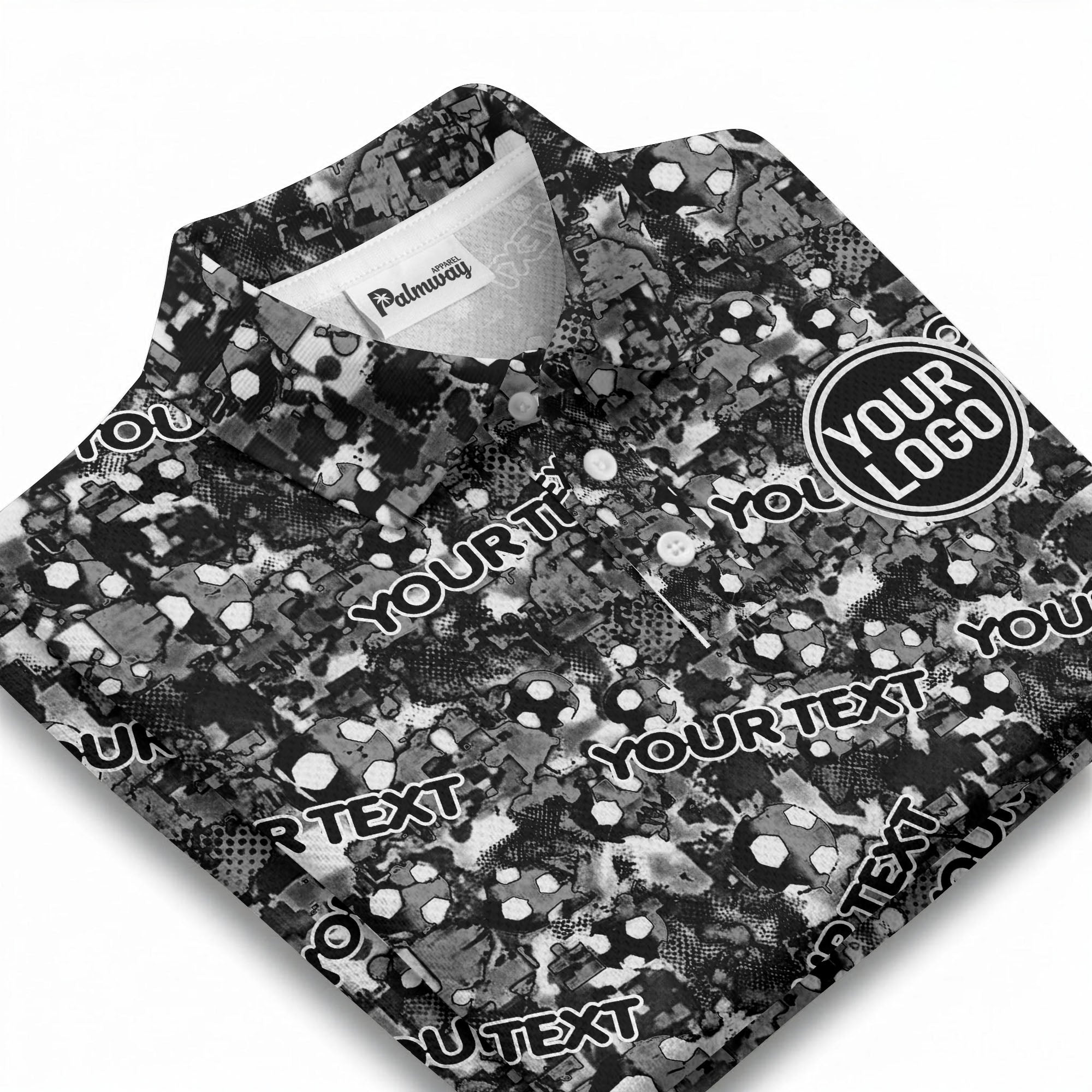 soccer ball camouflage custom logo polo shirt for men