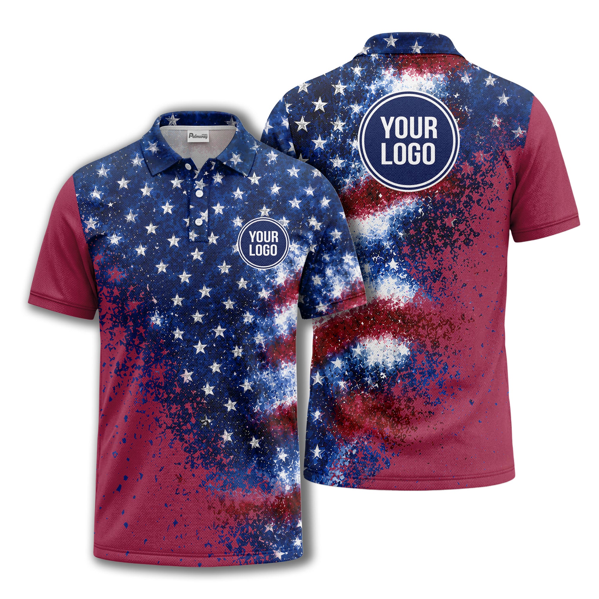 stars & stripes american flag all over print polo shirt
