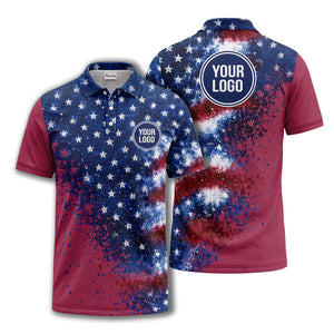 stars & stripes american flag all over print polo shirt