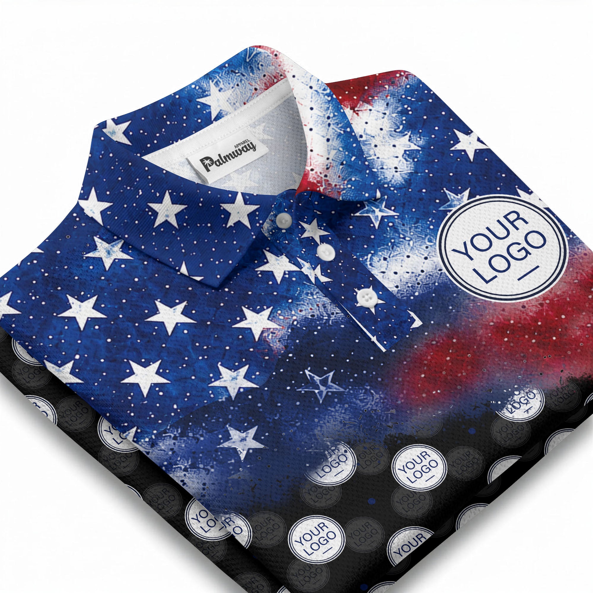 stars & stripes american flag custom logo all over print polo shirt