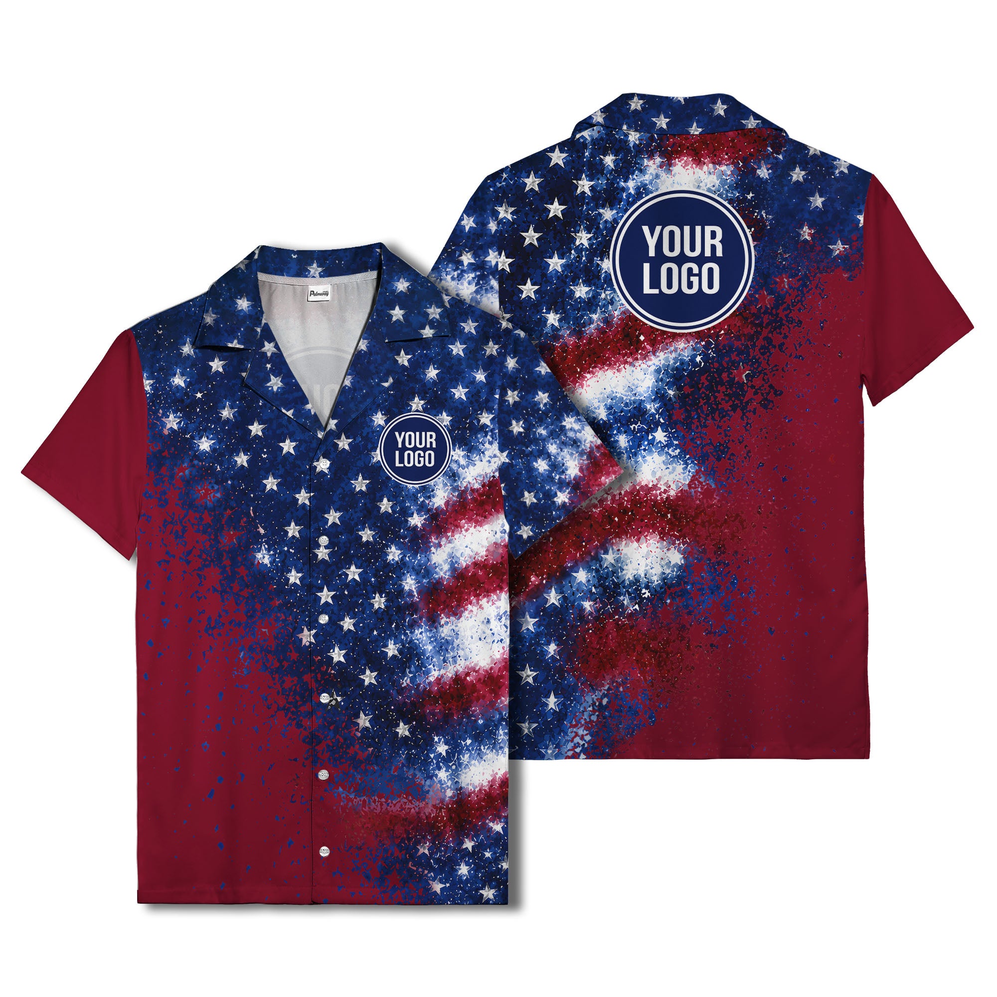 stars & stripes watercolor splash patriotic hawaiian shirt