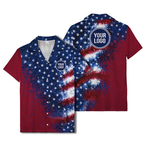 stars & stripes watercolor splash patriotic hawaiian shirt