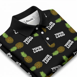 sunflower pineapple repeat custom logo polo shirt for beach days