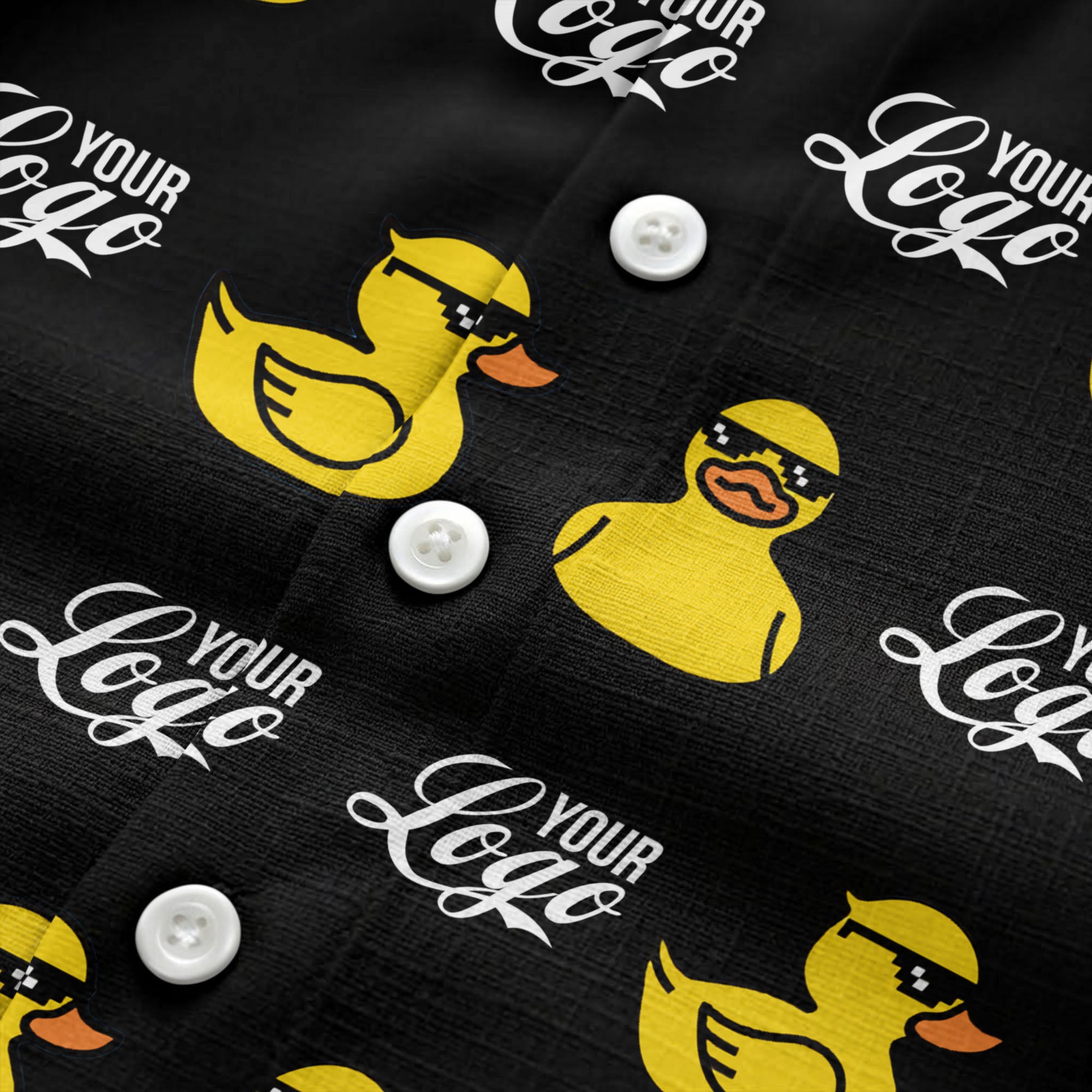 sunglassed rubber ducky parade custom logo hawaiian shirt