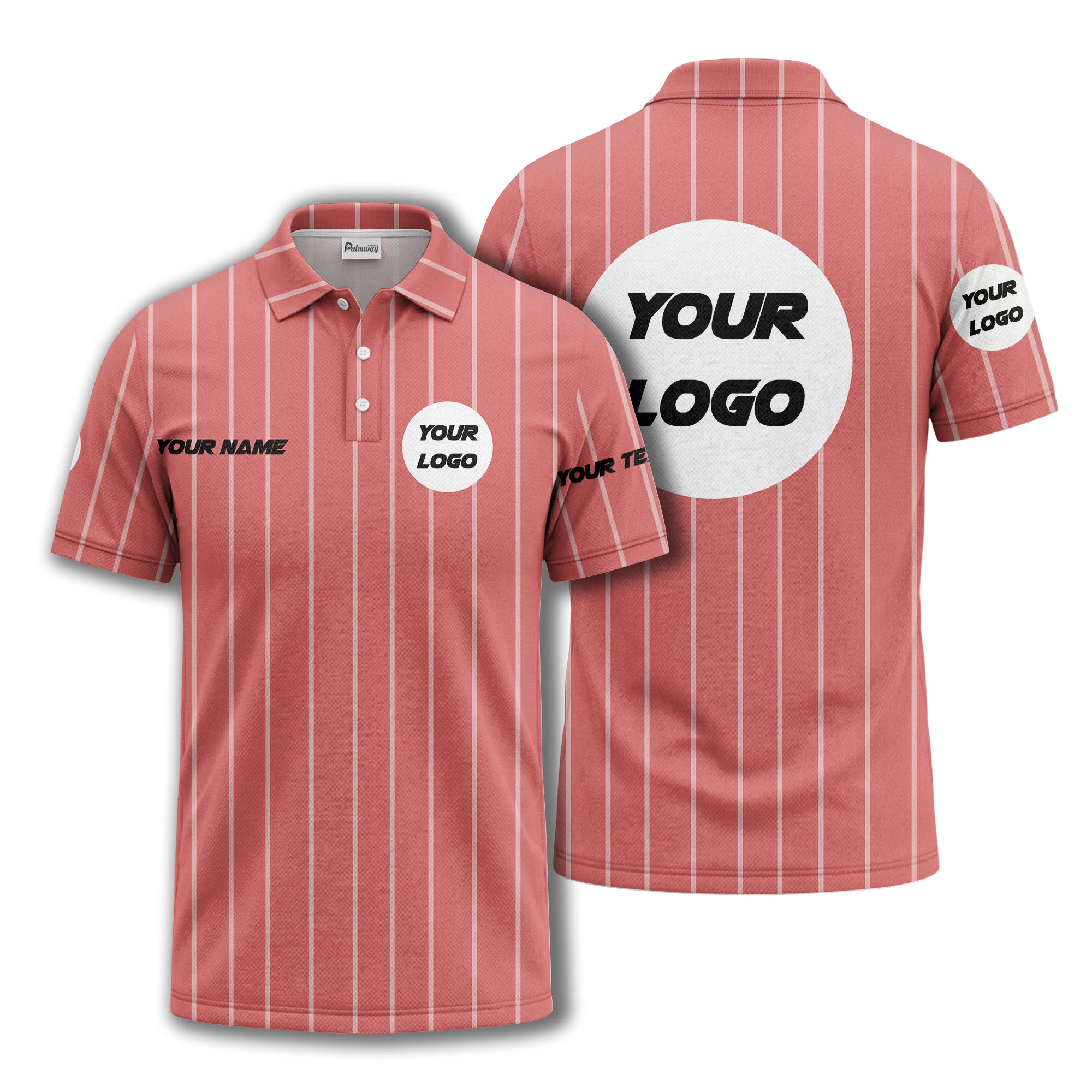 vertical pinstripe custom logo personalized text polo shirt