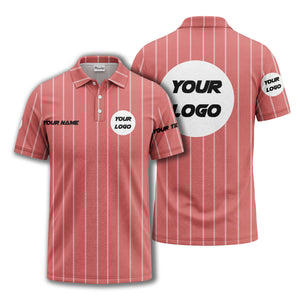 vertical pinstripe custom logo personalized text polo shirt