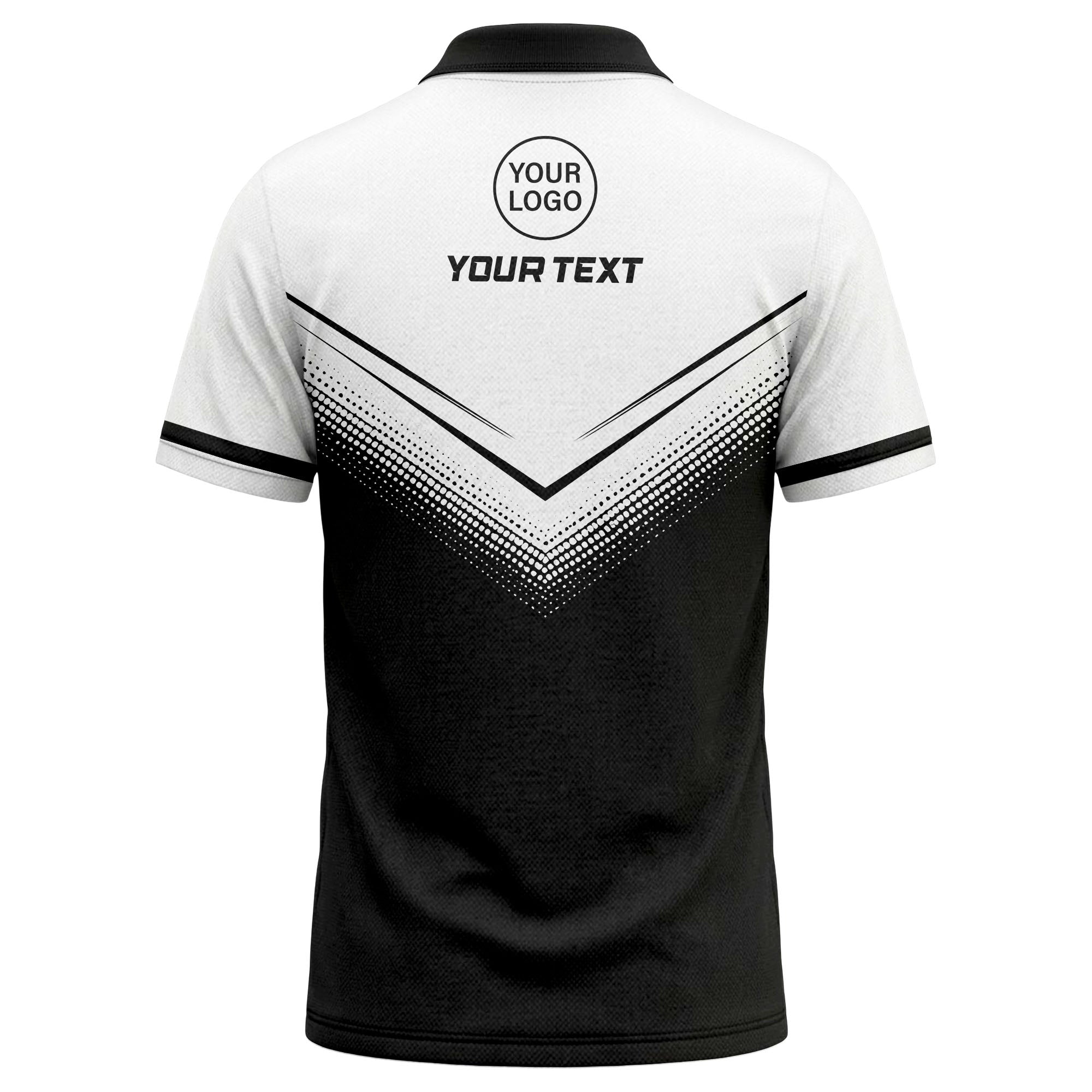 v-shape geometric halftone gradient golf polo shirt for men