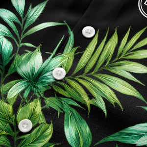 watercolor palm fronds & monogram logo repeat hawaiian shirt