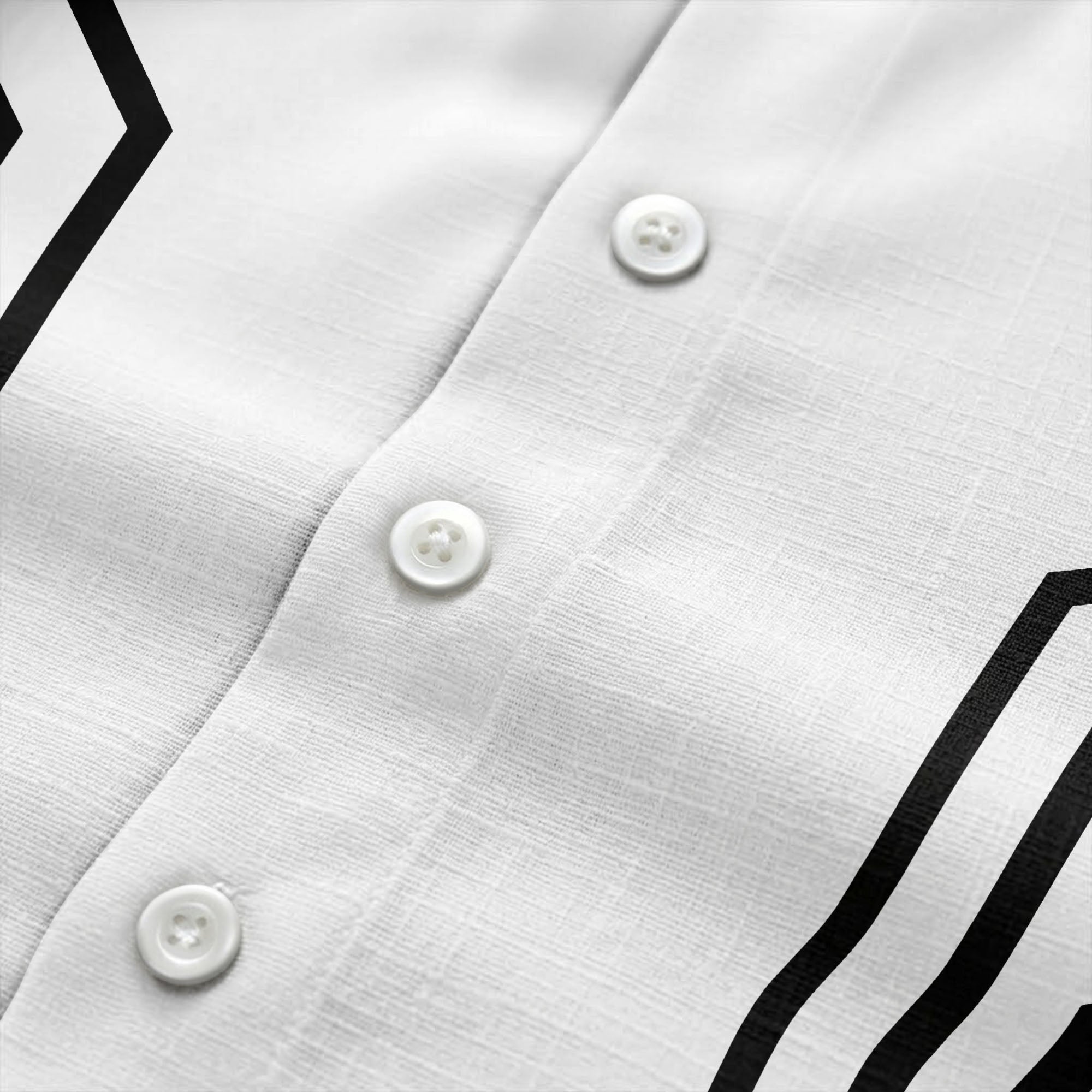 black white geometric stripe personalized logo circle hawaiian shirt