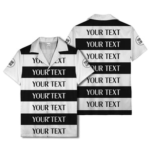 bold horizontal stripes customizable text hawaiian shirt for men