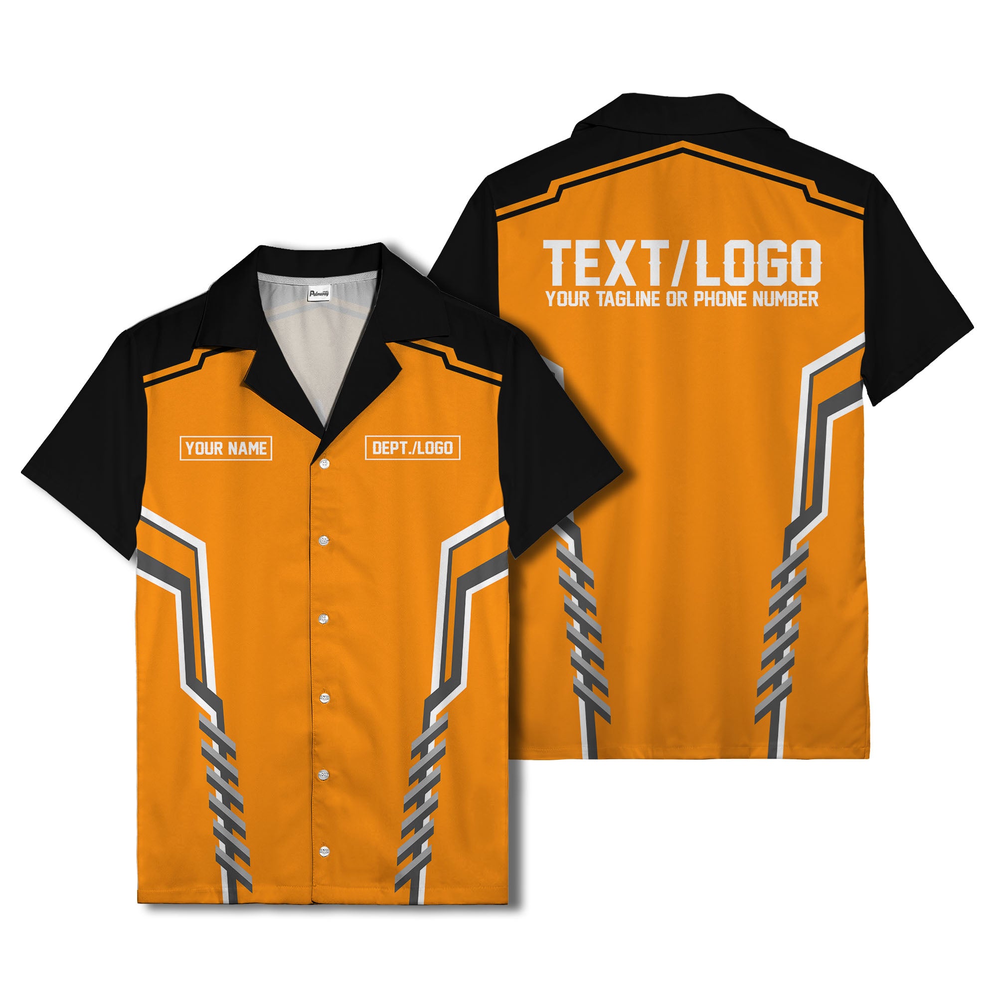 bowling team stripe name box hawaiian shirt for men