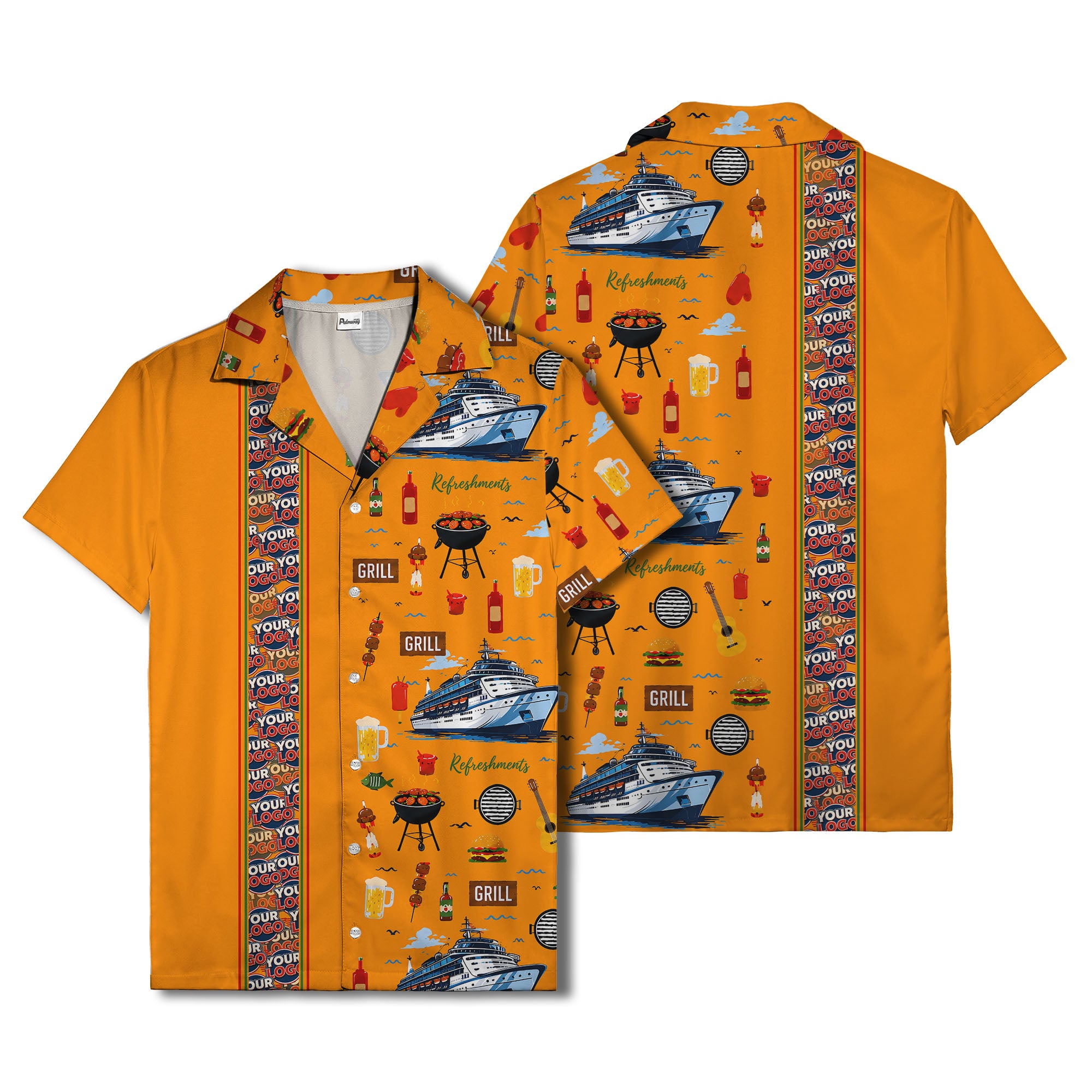 cruise ship grill & refreshments fun cartoon hawaiian shirt for men