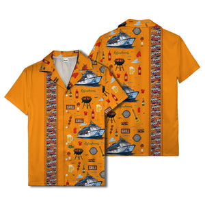 cruise ship grill & refreshments fun cartoon hawaiian shirt for men