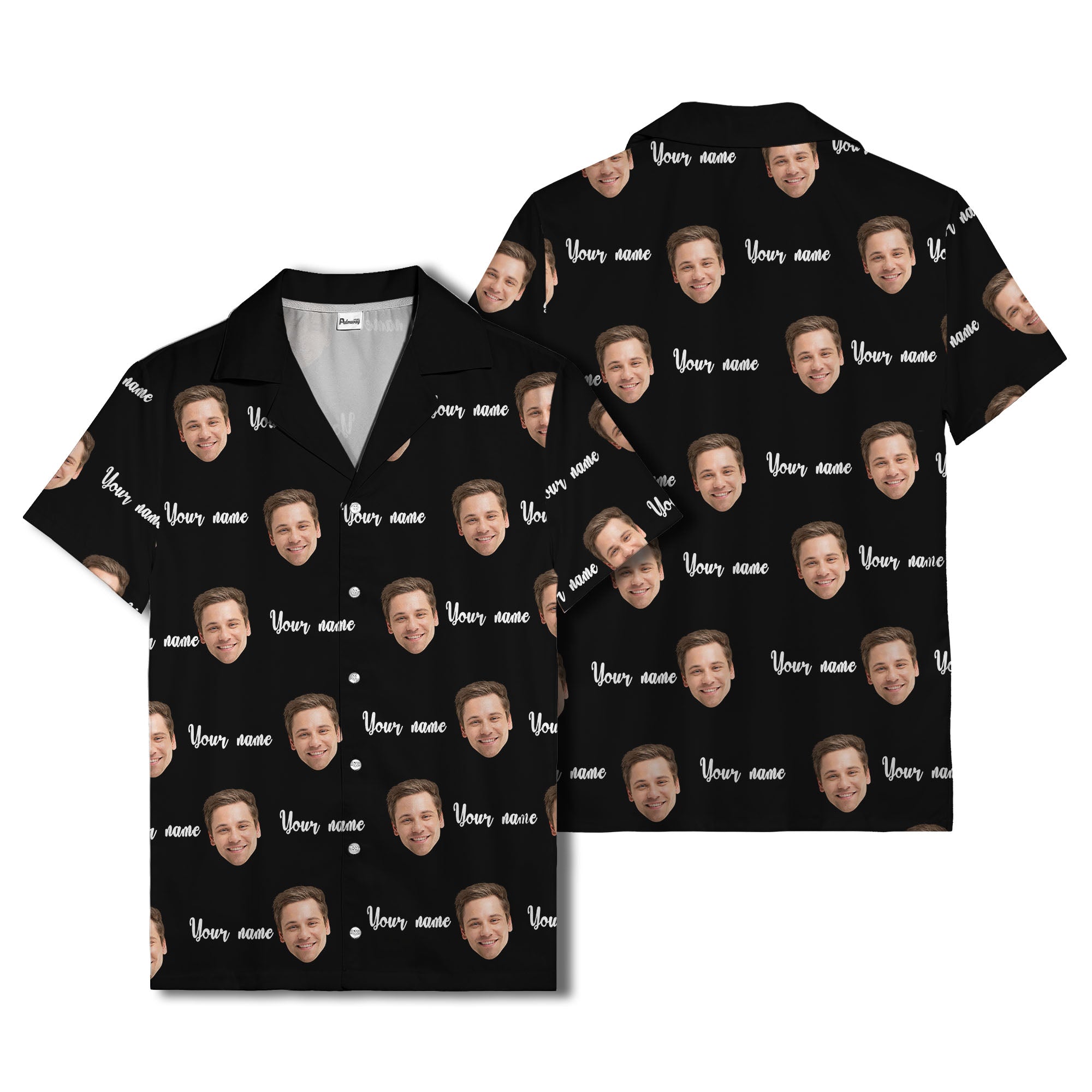 custom face portrait & personalized text repeat hawaiian shirt