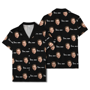 custom face portrait & personalized text repeat hawaiian shirt