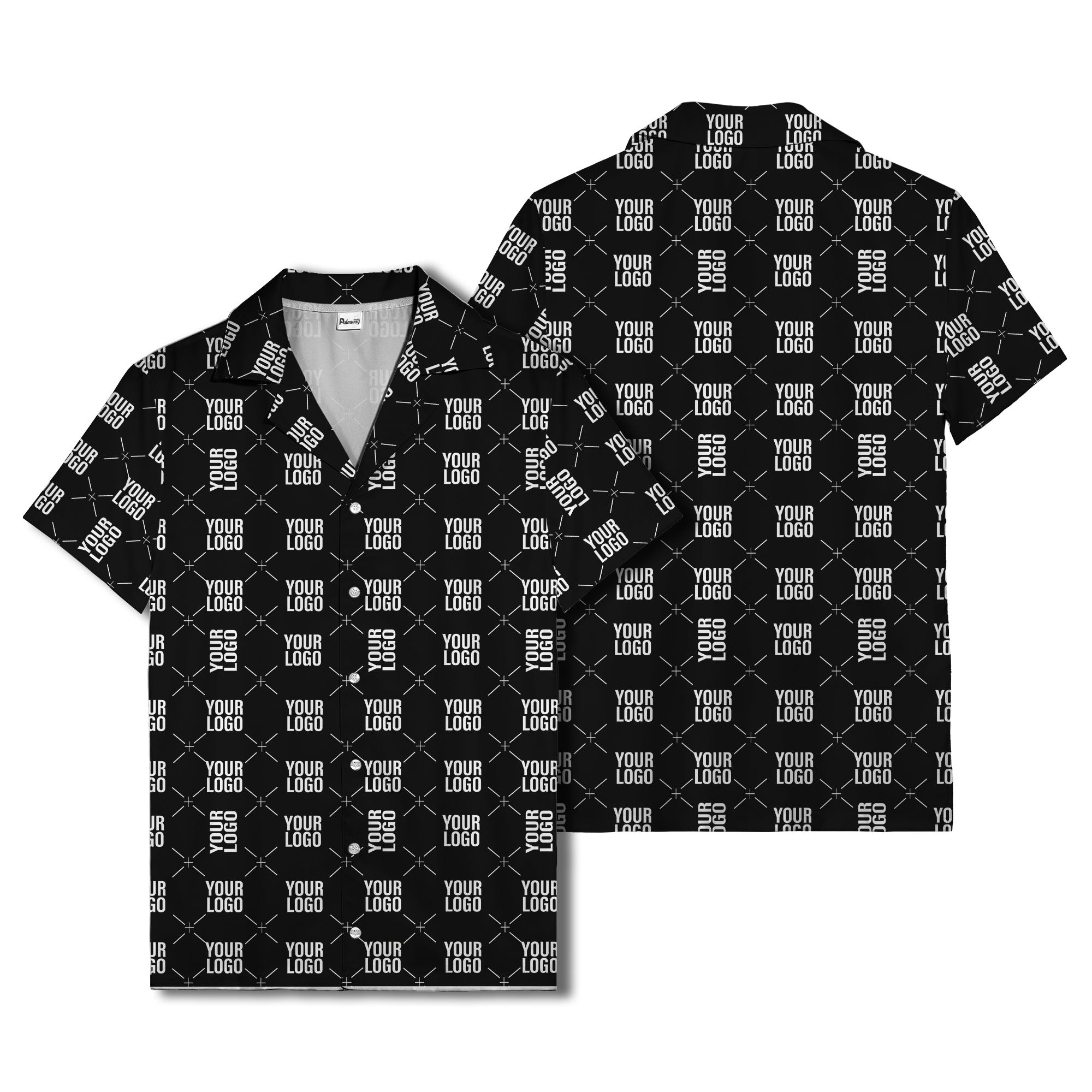 custom logo diamond repeat monochrome hawaiian shirt for men